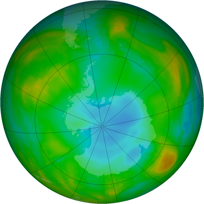 Antarctic ozone map for 15 July 1989